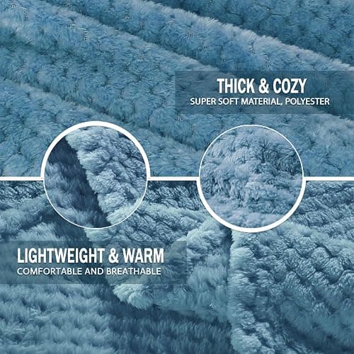 Exclusivo Mezcla Fleece Bed Blanket Twin Size, Super Soft and Warm Blankets for Couch, Sofa and Bed Waffle Textured, Cozy, Fuzzy and Lightweight (Slate Blue, 60x80 inches) thumbnail 9