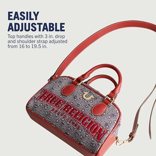 True Religion Satchel Bag, Women's Mini Tile Denim Purse Shoulder Handbag, Navy thumbnail 4