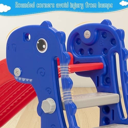 Nyeekoy 3 in 1 Toddler Slide, Kids Slide Climber Playset with Basketball Hoop, Indoor and Outdoor Playground for Kids, Folding Design Freestanding Baby Slide, Easy Assembly - Blue thumbnail 8