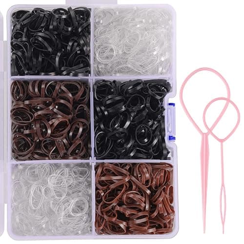 Funtopia 2500 Pcs Small Hair Ties, Mini Rubber Hair Bands with Organizer Box, Hair Elastics for Women Girls Kids Toddlers Braiding and Daily Hairstyles (Clear, Black, Brown) thumbnail 7