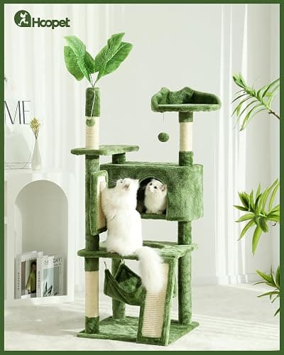 Hoopet 63IN Cat Tree Tower for Indoor Cats Large Adult, Cat Scratching Posts Featuring with Scratching Boards, Wide Plush Perch and Interactive Dangling Balls Ideal for Multi-Cat Households thumbnail 2