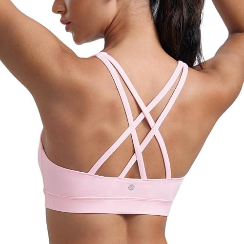 CRZ YOGA Womens Naked Feeling Strappy Sports Bra - Padded Fitness Workout Top Criss Cross Back Yoga Cami - Image 1
