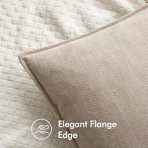 MIULEE 2er Kissenbezug 50x50 Beige Chenille Kissenhülle zierkissen | Weiche Kissenbezüge Sofakissen dekokissen zierkissen Elegantes Design für Couch Sofa Wohnzimmer thumbnail 3