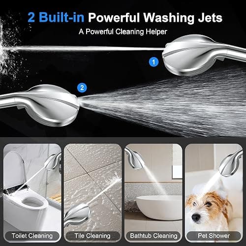 Filtered Shower Head with Handheld, FunnyAir Filtered Shower Head with 3-PCS Filters For Hard Water, 10-Spray Modes 5" High Pressure Shower Head, 2 Built-in Power Jets Shower Heads, Chrome thumbnail 6