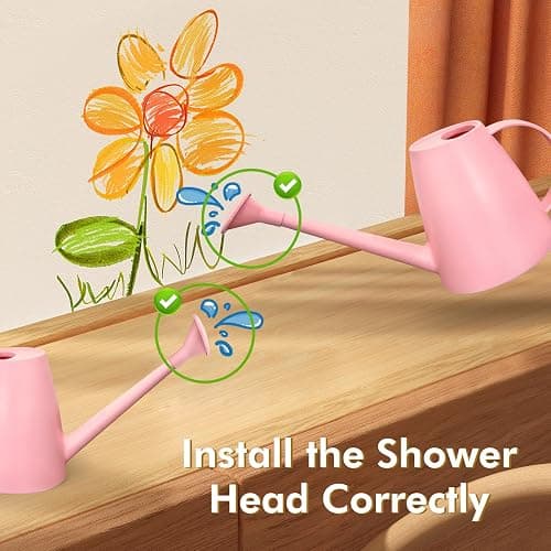 Watering Can for Indoor Outdoor Plants, Modern Small Watering Cans with Removable Nozzle, Long Spout Watering Can for Indoor Bonsai Plants Garden Flowers 1/2 Gallon 1.8L 60OZ (Pink) thumbnail 6