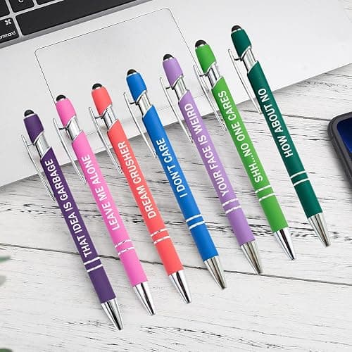 PASISIBICK 12 Pieces Funny Sarcastic Ballpoint Pens, Office Snarky Touch Screen Stylus Pen Encouraging, Black Ink (12 Color,Negative) thumbnail 3