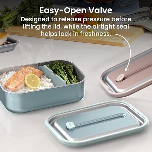 Bentgo MicroSteel Leak-Proof Lunch Box - Microwave-Safe, Oven-Safe, Bento-Style Container with Removable Divider, Airtight Lid, Sustainable Design, Odor & Stain Resistant (Aqua) thumbnail 6