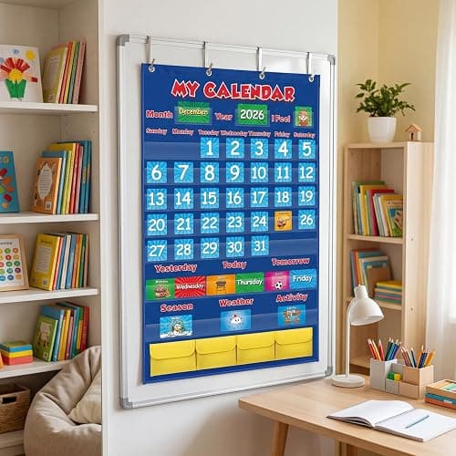 Aizweb Classroom Calendar Pocket Chart,Monthly Calendar for Kid Preschool Kindergarten Classroom Elementary Must Haves,Classroom Decorations Decor,Homeschool Teacher Supplies,Back to School Supplies thumbnail 2