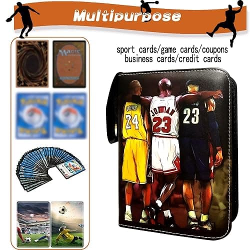 Basketball Card Binder, Trading Card Binder 9 Pocket with 50 Removable Sleeves Fits 900 Sport Cards, 3 Ring Card Holder Binder with Zipper, Collector Storage Album thumbnail 6