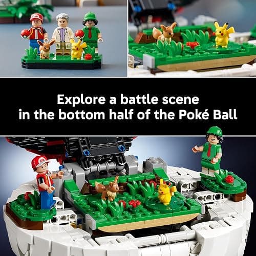 LEGO Pokémon Iconic Trainer Moments Poké Ball 72154 | Collectible Building Set for Adults, Ages 18+, Pokémon Model Kit with 3 Minifigures & 2 Pokémon Figures, Gift for Gamers thumbnail 5