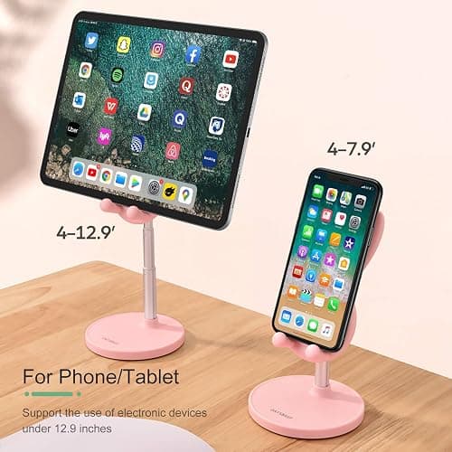 nediea Cell Phone Stand,Angle Height Adjustable Bunny Phone Stand for Desk,Cute Rabbit Phone Holder Stand for Desk, Compatible with All Mobile Phones, Tablets(4-10in) (Pink) thumbnail 7