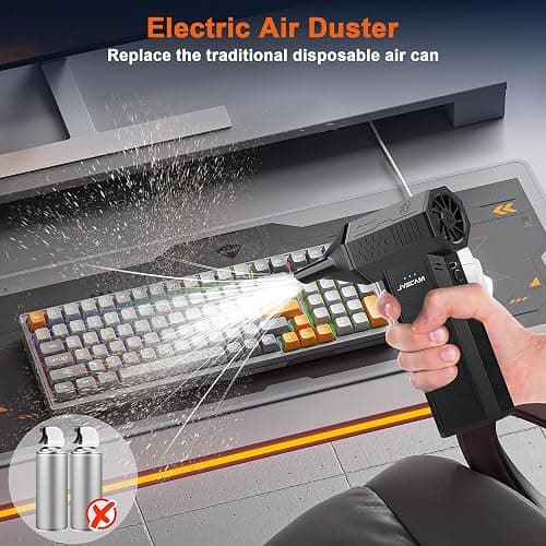 JVSCAM X3 Compressed Air Duster - Electric Air Duster with Brushless Motor,3 Gear Adjustable - mini Snow Blower- Rechargeable Air Duster for PC, Keyboard, Car,Outdoors,Home,Snow and Leaves Clearing thumbnail 4