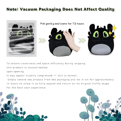 Periyholev Black Dragon Plush, 8-Inch Soft Stuffed Animal Toy, Round Kawaii Plushie, Fantasy Creature Gift for Kids & Fans (White Black) thumbnail 7