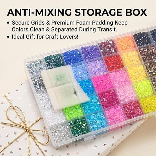 Resin Rhinestones for Bedazzling Kit, 3mm Flatback Gems Diamond Art Accessories with B7000 Glue and Tools for Nail Art, Clothes, Shoes, Crafts (28 Cells) thumbnail 8