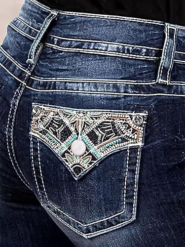 Flamingals Butt Lifting Bootcut Jeans Stretchy Casual Fall Winter Trendy Flare Leg Jeans for Women thumbnail 5