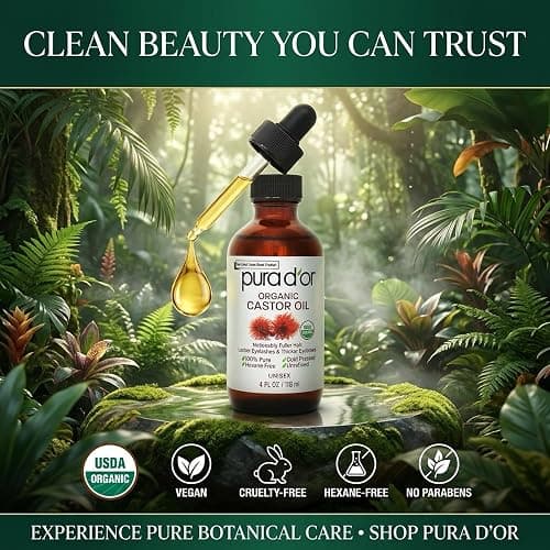 PURA D'OR ORGANIC Castor Oil Pure Cold-Pressed for Hair & Skin, 4oz thumbnail 6