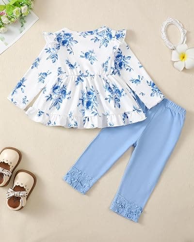 Baby Girl Clothes Toddler Girl Outfits Ruffle Shirt Pants Cute Infant Outfit Set Baby Girl Fall Winter Clothes thumbnail 4