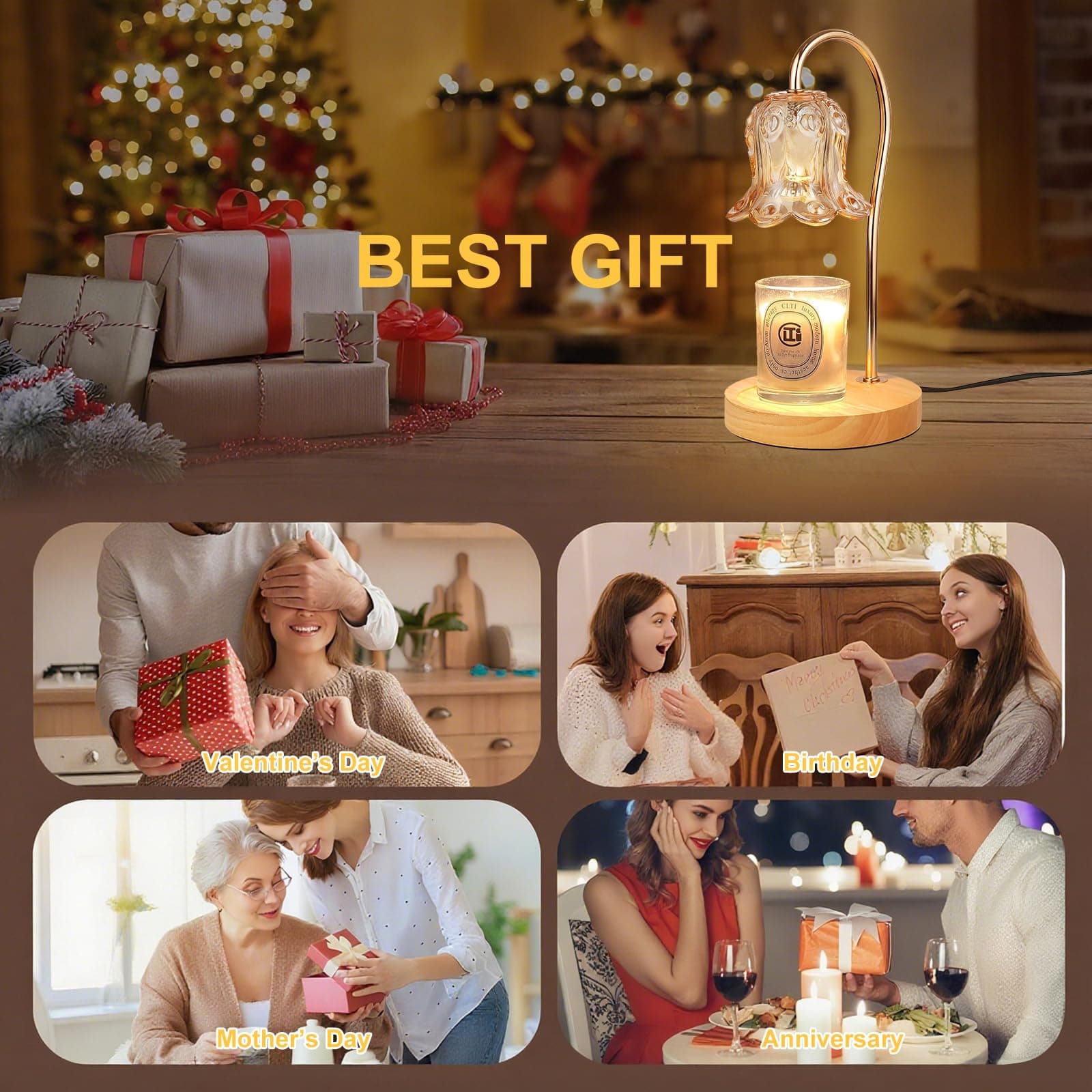 Candle Warmer Lamp with Timer Dimmer & Delayed Shutdown,Electric Candle Warmer,Vintage Flower Lily lamp,Wax Melt Warmer for Jar Candles with 2 Bulbs,Gifts for Women, Home Bedroom Decor thumbnail 7