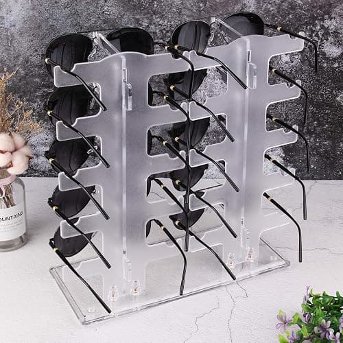 Lamoutor 2 Row Sunglasses Rack Holder Glasses Display Stand Transparent thumbnail 5
