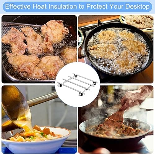 LOPYXBR 4 PCS Trivets for Kitchen Worktops, 18 x 18 cm Hot Pan Stand for Worktops, Square Stainless Steel Trivets for Hot Pans, Anti Slip Trivets Kitchen Worktop Protector for Kitchen Worktops thumbnail 7