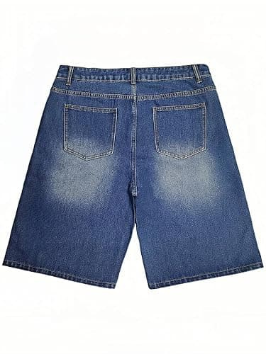 LuminBlaze Mens Baggy Jean Shorts Loose Fit Vintage Wide Leg Jorts Y2K Streetwear Hip Hop Casual Denim Shorts thumbnail 5