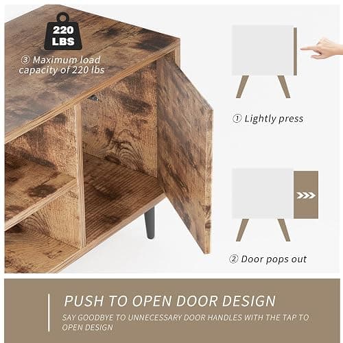 JUMMICO TV Stand for 65 Inch TV, Modern Entertainment Center with Storage Cabinet and Open Shelves, TV Console Table Media Cabinet for Living Room, Bedroom and Office (Rustic Brown) - Rustic Brown thumbnail 5