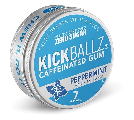 KickBallz Peppermint Caffeine Energy Gum | 110mg Fast-Absorbing Caffeine for Energy & Focus | Sugar-Free, Keto, Fresh Breath Support | Coffee Alternative Chew | 3 Pocket Tins, 21 Pieces Total thumbnail 3