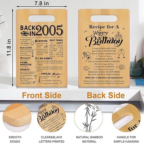 21st Birthday Gifts for Her Women,Back in 2005&Recipe for A Happy Birthday Double Sided Cutting Board Present for Women Men,21st Bday Gift Ideas,Cool Presents for 21 Year Old Woman thumbnail 3