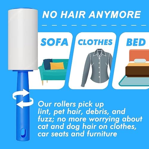 Lint Rollers for Pet Hair Extra Sticky, 800 Sheets Mega Value Set Lint Rollers for Pet Hair Removal, Dog and Cat Lint Remover for Clothes, Furniture, Carpet thumbnail 3