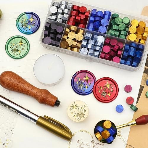 SWANGSA Star Wax Seal Stamp with 200pcs Sealing Wax Beads Kit, Great for Embellishment of Wedding Invitations, Wine Packages, Gift Wraps thumbnail 4