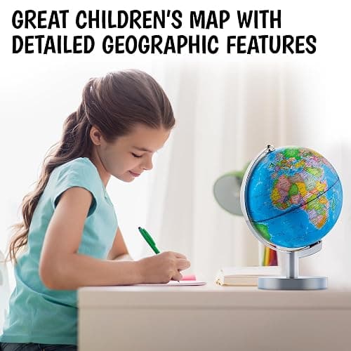 USA Toyz Illuminated Globe for Kids Learning- 3-in-1 STEM Globes of the World with Stand, Constellation Map, Built-in LED Night Light Desk Globe Lamp, Non-Tip Metal Base, 9.75” Tall, 7 Inch Diameter thumbnail 6