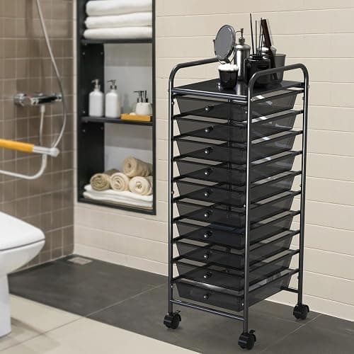 Simple Houseware Utility Cart with 10 Drawers Rolling Storage Art Craft Organizer, Black thumbnail 5