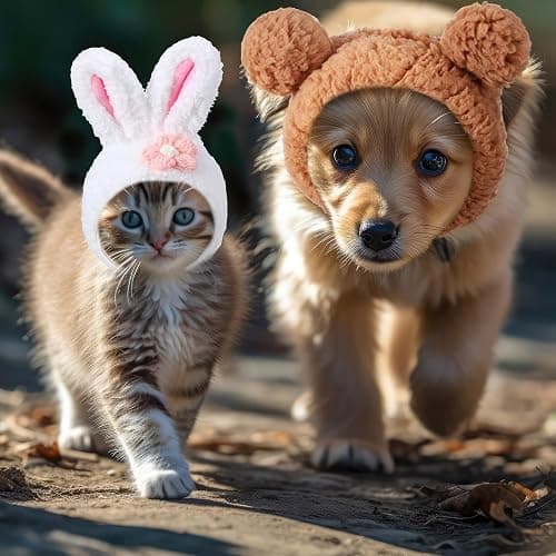 Weewooday 5 Pieces Cat Costume Christmas Bunny Hat Outfit with Ears Funny Cat Hat and Small Dogs Kitten Puppy Party Christmas Easter Costume Accessory Headwear(Vivid Style) thumbnail 6