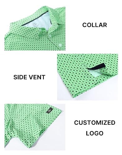 Obla Mens Golf Polo Shirts Short Sleeve Dry Fit Performance Moisture Wicking Casual Print Collared Golf Shirts for Men thumbnail 2