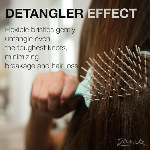 Janeke Superbrush Detangling Brush for Soft Smoothing Hair Brushing with Anti-Static Bristles - Vented Wet Hair Brush for Blow Drying Use - Perfect for Curly, Thick, Wavy, Fine Hair Types (Nude) thumbnail 3