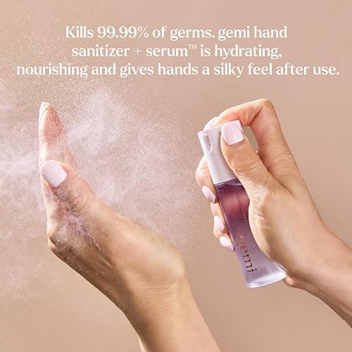 gemi Hand Sanitizer + Serum™ | Eden | Hydrating K-Beauty Formula with Centella, Vitamin B5 & Green Tea | Kills 99.9% of Germs | Fresh Scent with Lavender, Geranium & White Musk | 650 Sprays thumbnail 4