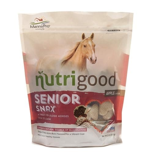 NutriGood Senior Snax Horse Treats - Apple Flavor Baked Easy-Chew Equine Snack with Glucosamine, Omega-3 & Biotin for Joint, Hoof & Coat Support (Senior Horses) – 2 lb Bag - Image 1