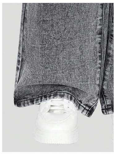 WDIRARA Girl's Sparkly Rhinestone Baggy Jeans High Waisted Washed Wide Leg Denim Pants thumbnail 4