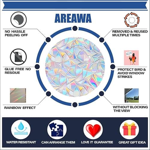 30 Pcs Star Ring Circle Window Clings - Anti-Collision Decals to Save Birds, Non-Adhesive Rainbow Stickers thumbnail 3