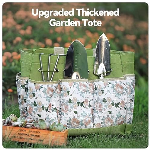 Gardening Tools 9-Piece Heavy Duty Garden Hand Tools with Fashion and Durable Garden Tools Organizer Handbag, Rust-Proof Garden Tool Set, Ideal Gardening Gifts for Women thumbnail 3
