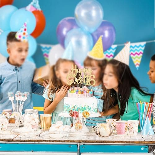 Gyufise 1Pc Happy Sweet 16 Cake Topper Gold Glitter 16th Birthday Cake Topper Sweet 16 Decorations 16th Birthday Decorations thumbnail 9