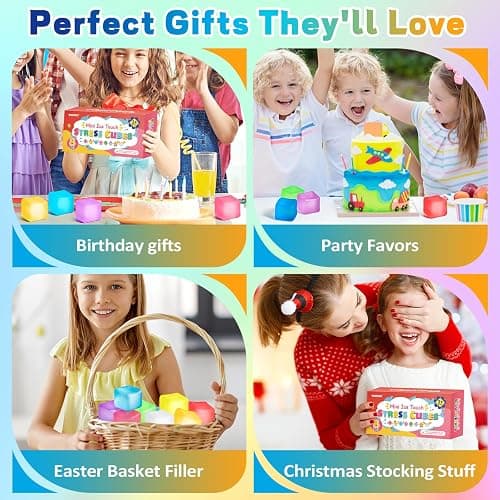 VISCOO 8 Pack Stress Cube, Slow Rising Ice Cube Squishy, Stress Balls for Adults Kids Party Favors/ Classroom Prizes, Sensory Fidget Toy for Anxiety Relief thumbnail 7