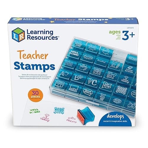 Learning Resources Teacher Incentive Stamps - Teacher Supplies for Classroom, Self Inking Stamps for Teachers, Kids Stamp Set, Teaching Supplies, Grading Stamp for Teachers - Image 1