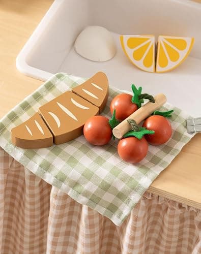 ROBUD 16pcs Kids Play Kitchen Knife Set - Wooden Cooking Playset, Montessori-Inspired Pretend Kitchen Toys for Toddlers, Role Play Gift for Boys and Girls thumbnail 7