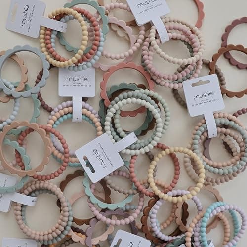 mushie Pearl Teether Bracelet | 3-Pack (Clary Sage/Tuscany/Desert Sand) - (Clary Sage/Tuscany/Desert Sand) thumbnail 8