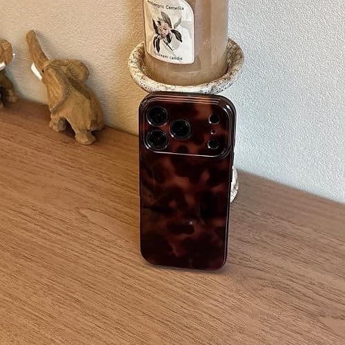 Reezaddin Aesthetic Tortoise Shell Phone Case for iPhone 17 6.3in,Retro Cool Girl Leopard Print Brown Amber Trendy Full Camera Protective Cover for iPhone 17 6.3" thumbnail 4