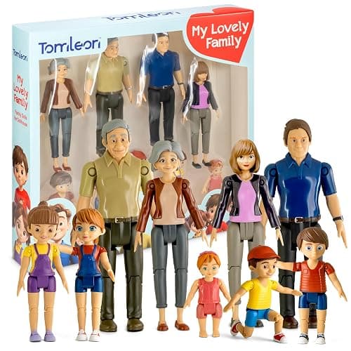 Dollhouse People, Bendable Dollhouse Family Set – 9 Poseable Figures Including Grandpa, Grandma, Mom, Dad, Sister, Brother, Cousins, and a Baby Girl – Perfect for Dollhouse Play and Imaginative Fun thumbnail 9