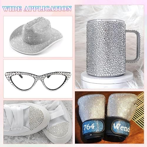 30000Pcs Resin Silver Clear Rhinestones for Bedazzling Crafting with b7000 Jewelry Glue, Bulk Flatback Gems Bedazzler Kit for Crafts Clothes Shoes Fabric Nail Diamond Art, Assorted Size 2/3/4/5/6mm - Large Pack + 3Pcs Glue - Clear thumbnail 6