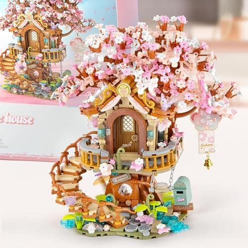 Vziimo Cherry Blossom Bonsai Tree Building Sets, Japanese Tree House Model Sets, 1149 PCS Mini Bricks Creative Gifts for Teens Adults 14+ thumbnail 2