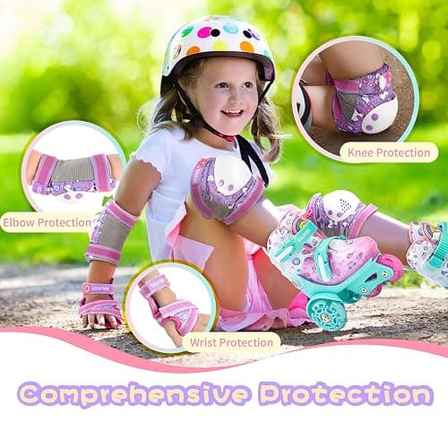 SULIFEEL Rainbow Unicorn Knee Pads for Kids Knee Elbow Pads Wrist Guards with Drawstring Bag Adjustable Protective Gear Set for Girls Roller Skating Bike Cycling Skateboard Scooter thumbnail 2